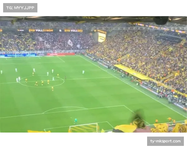 南看台球迷助威声势浩大，多特蒙德主场气氛热烈